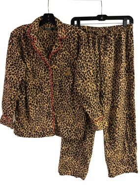 Ralph Lauren Cheetah Animal Print 100% Cotton Pajama Set Size M